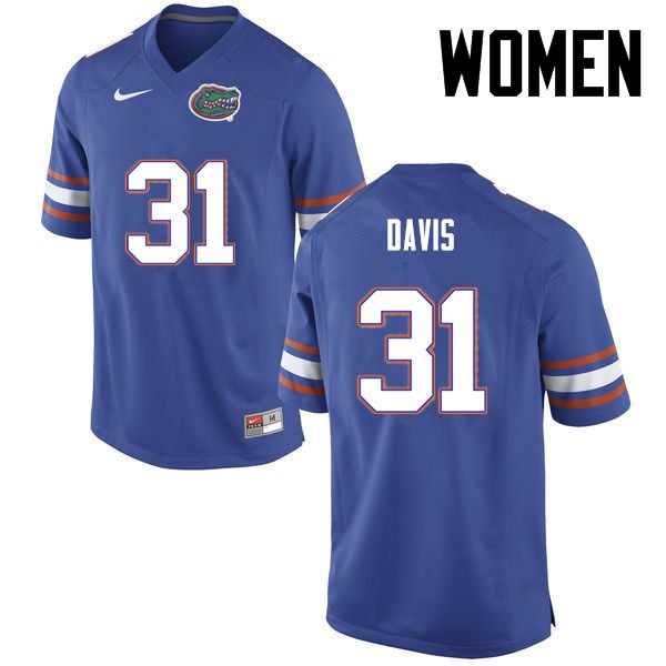 NCAA Florida Gators Shawn Davis Women's #31 Nike Blue Stitched Authentic College Football Jersey NPJ5564CU